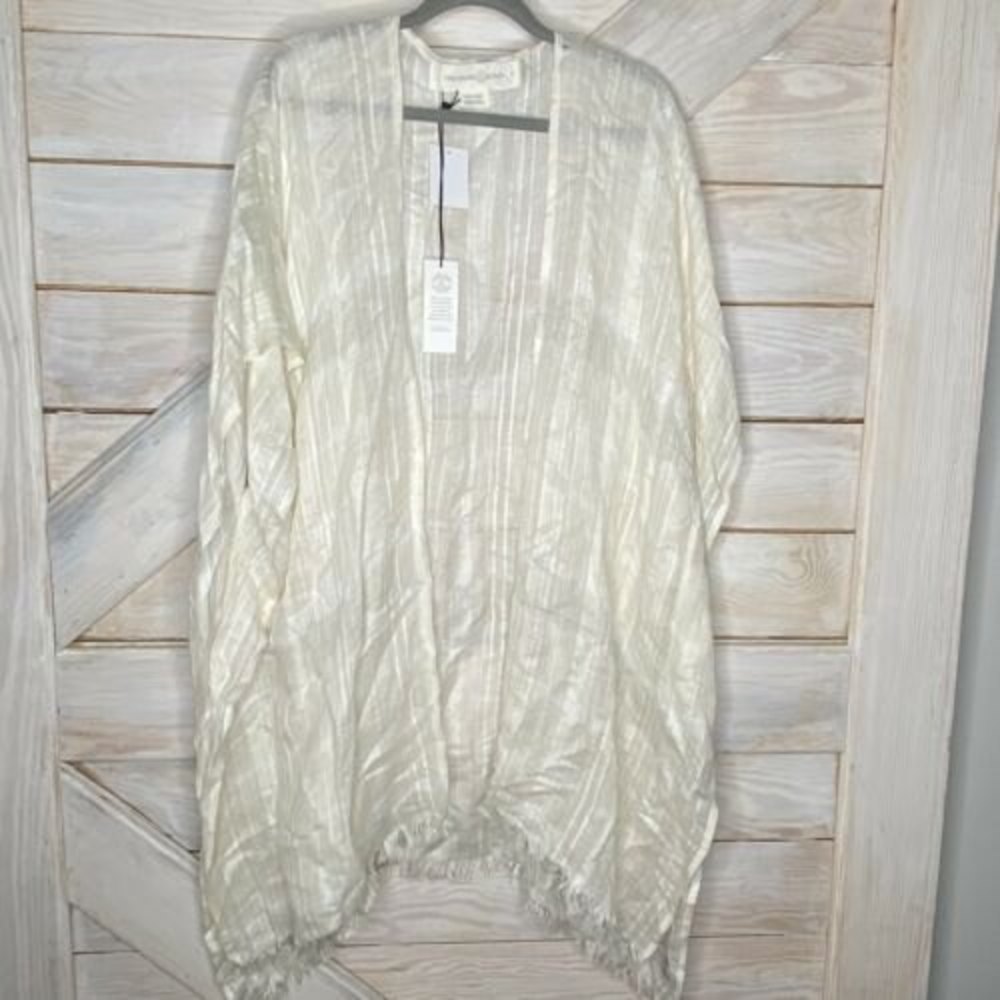 Treasure & Bond Women's Kimono Ivory Off White Cover-up Solid Open-Front $49